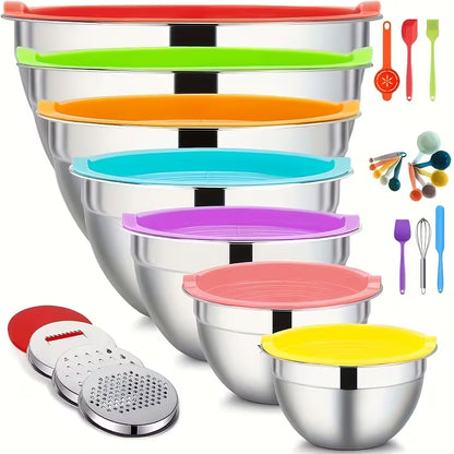 7–26 Piece 316 Stainless Steel Mixing Bowl Set with Airtight Lids