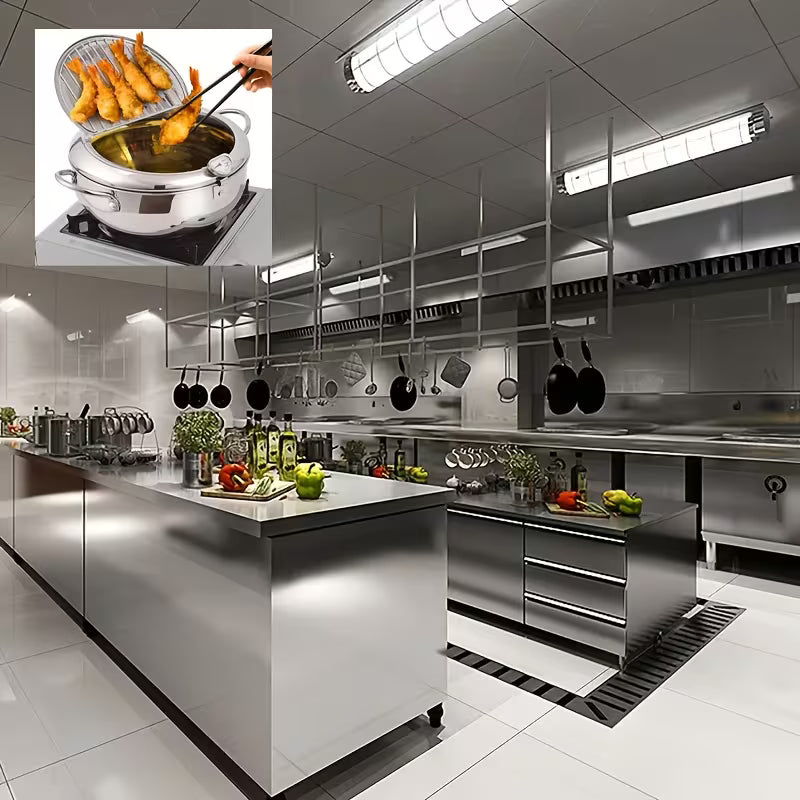Heavy-Duty Stainless Steel Deep Fryer Pot with Temperature Gauge
