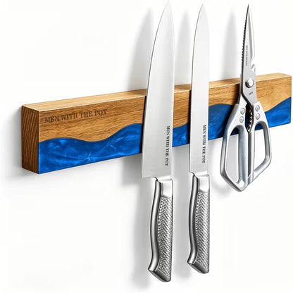 16-Inch Magnetic Knife Holder – Wood & Black ResinKeep Your Kitchen Clean, Organized &amp; Clutter-Free