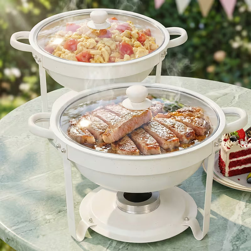 White Stainless Steel Chafing Dish Buffet Set