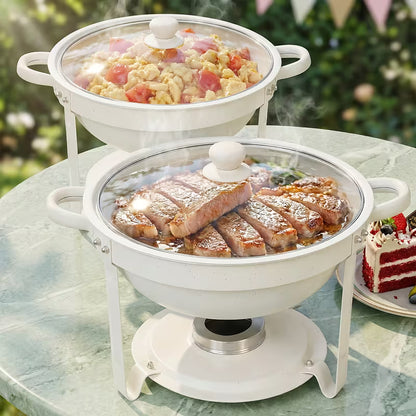 White Stainless Steel Chafing Dish Buffet Set