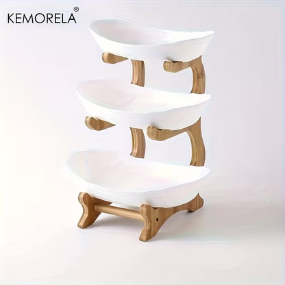 3-Tier Wooden Fruit & Vegetable Basket – Kitchen Countertop Storage Organizer