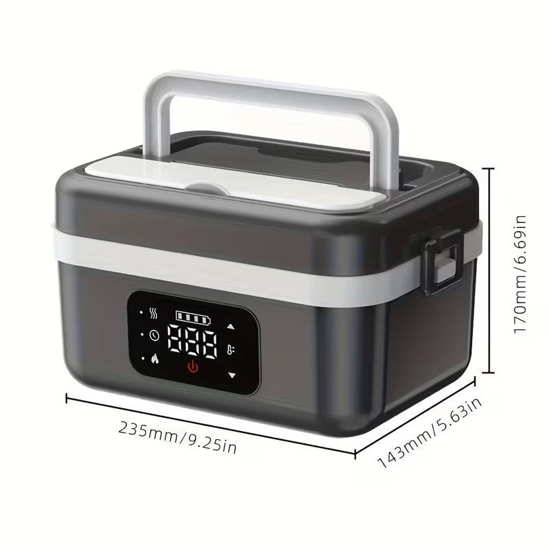 Portable Heated Lunch Box – 8000mAh Rechargeable Battery, 33.81 oz Stainless Steel Food Warmer