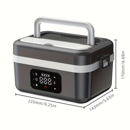 Portable Heated Lunch Box – 8000mAh Rechargeable Battery, 33.81 oz Stainless Steel Food Warmer