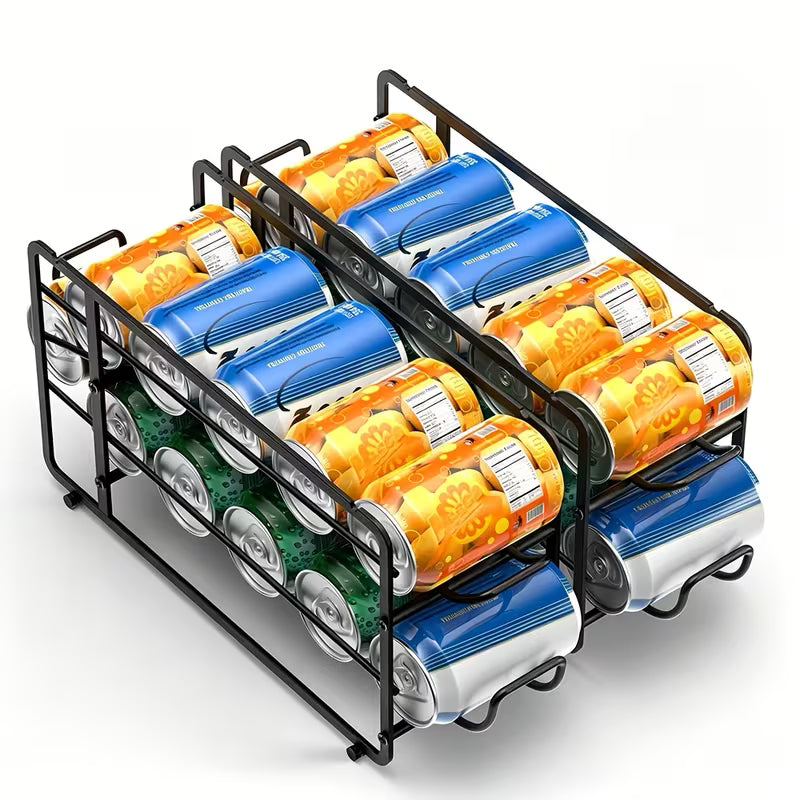 2-Pack Sliding Can Dispenser Rack – Stackable Pantry Can Organizer
