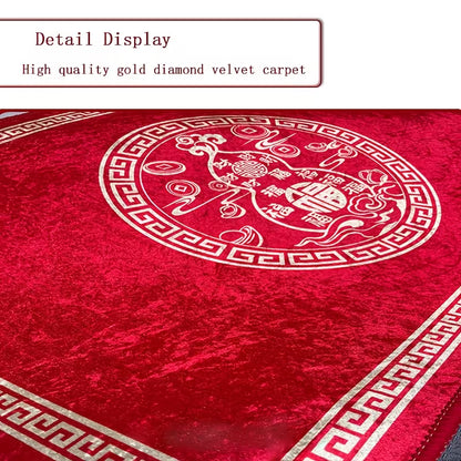 Luxury Burgundy & Gold Runner Rug, Long Rectangular Medallion Pattern Floor Mat with Non-Slip Backing, Machine Washable