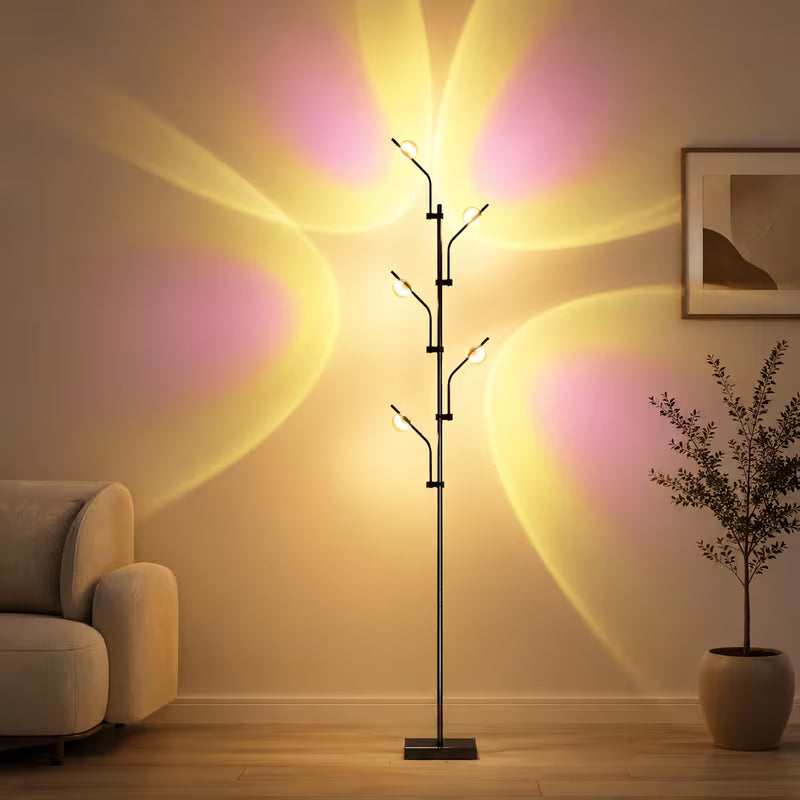 5-Head Sunset Projection Floor Lamp – Dimmable RGB LED Ambient Lighting