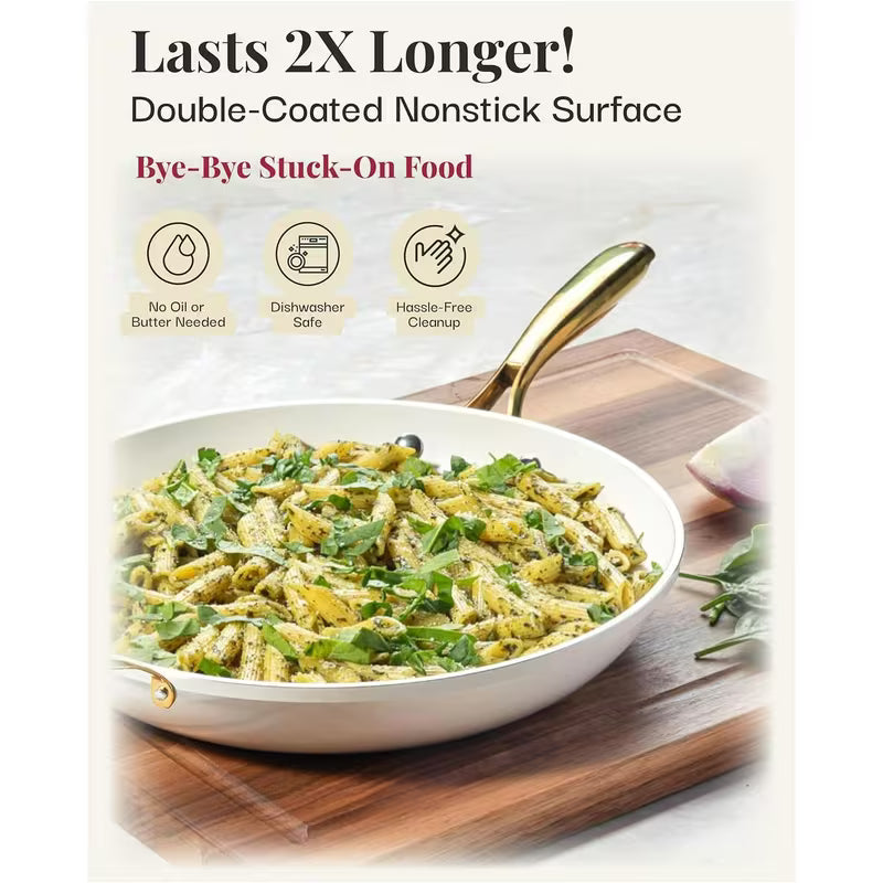 14-Inch Extra-Large Ceramic Nonstick Frying Pan with Lid
