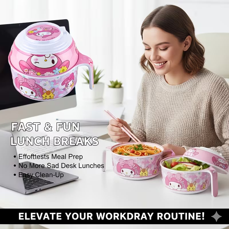 Ramen Bowl with Lid – Reusable Instant Noodle, Soup, Cereal & Salad Bowl