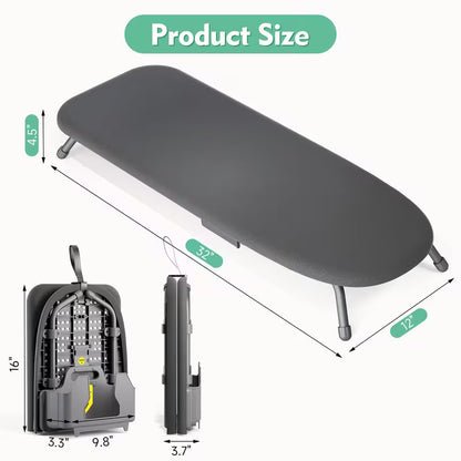 Small Foldable Tabletop Ironing Board with Iron Holder, Heat-Resistant Cover & Non-Slip Feet, Portable Mini Ironing Board for Home, Dorm & Travel