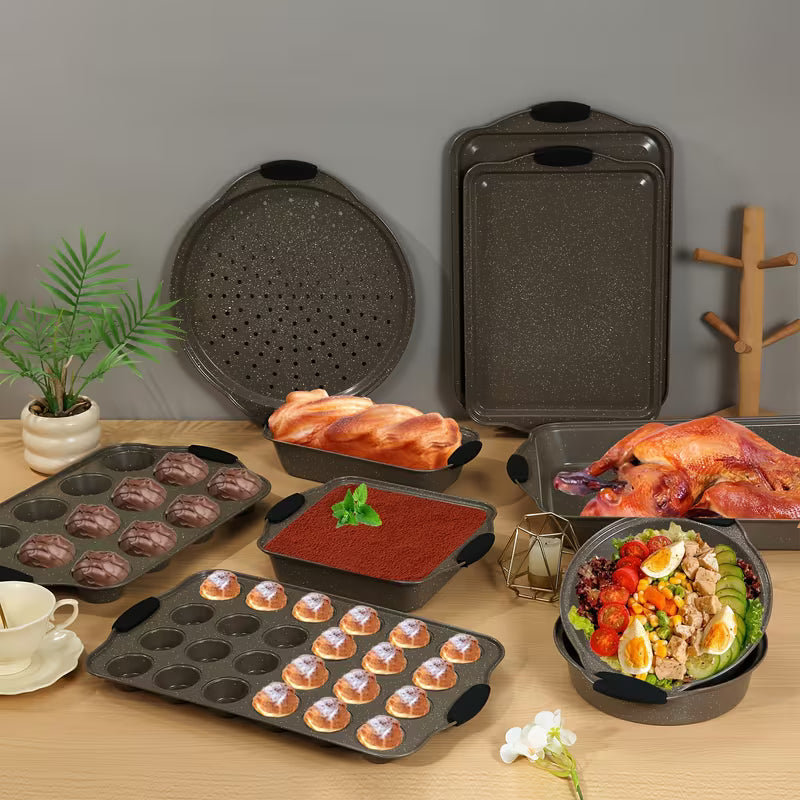 11-Piece Marble Nonstick Carbon Steel Bakeware Set