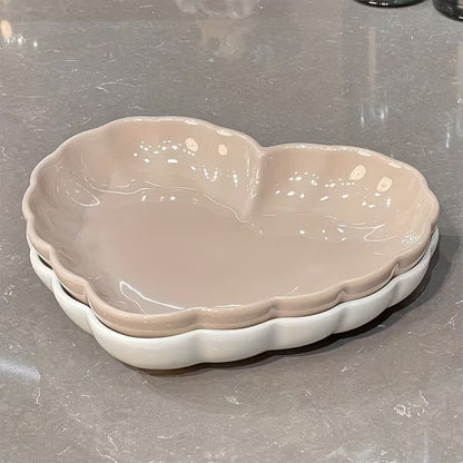 4-Piece 8.25-Inch Heart-Shaped Ceramic Plate Set
