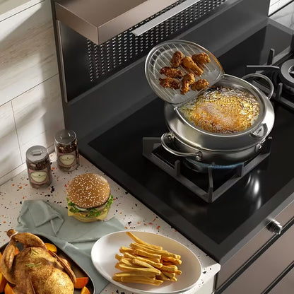 Heavy-Duty Stainless Steel Deep Fryer Pot with Temperature Gauge