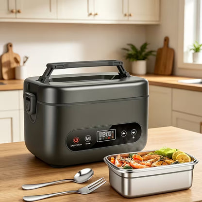 Portable Heated Lunch Box – 8000mAh Rechargeable Battery, 33.81 oz Stainless Steel Food Warmer