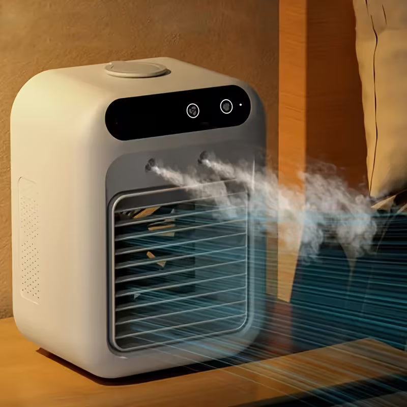 Portable Mini Misting Fan – USB Rechargeable Desktop Fan with Humidifier