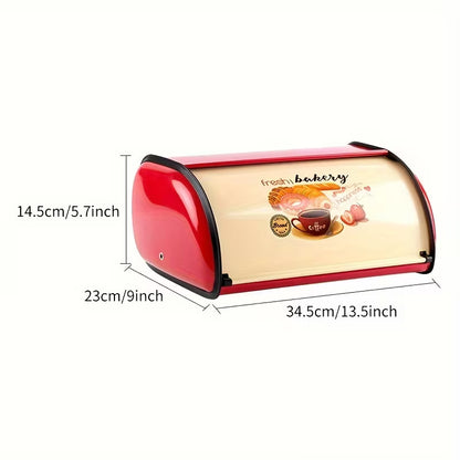 Stainless Steel Bread Storage Box with Strawberry Lid, Waterproof Kitchen Countertop Organizer for Bread, Pastries & Snacks