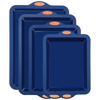 4-Piece Silicone Bakeware Set with Metal-Reinforced Frames