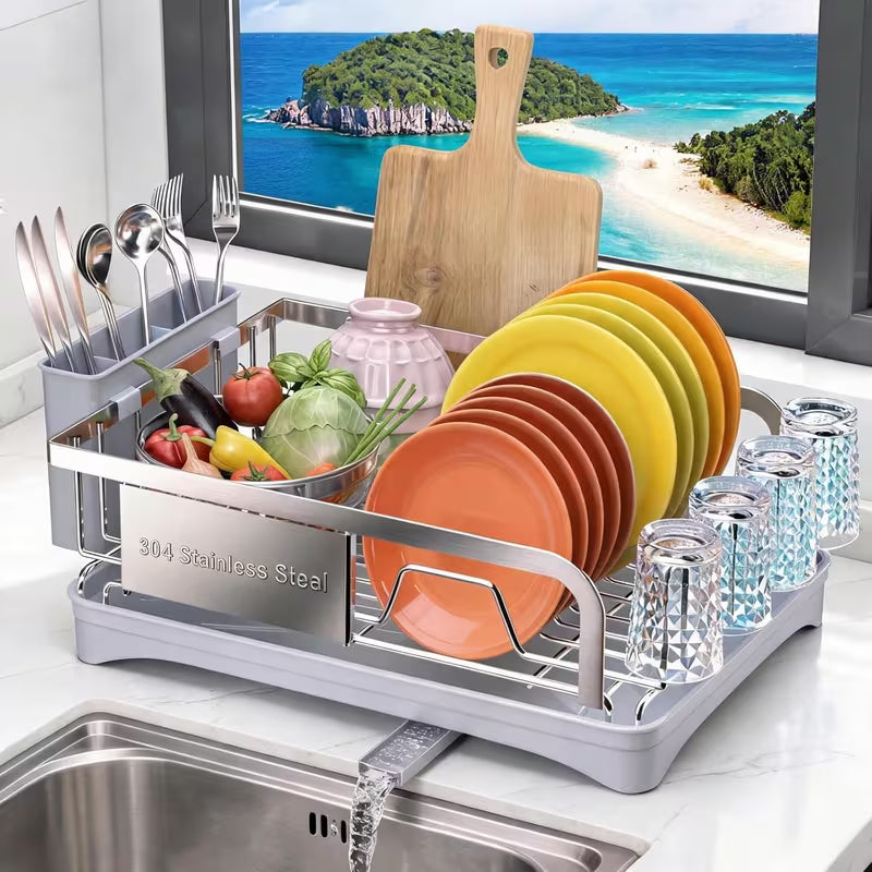 304 Stainless Steel Dish Drying Rack for Kitchen Countertop