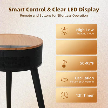 1500W PTC Ceramic Space Heater with LED Display, Remote Control, Oscillation & Adjustable Tripod Stand