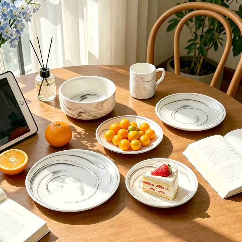 16-Piece / 20-Piece Marbled Dinnerware Set for 4
