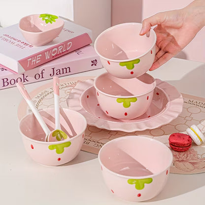 Pink Strawberry Ceramic Dinnerware Set