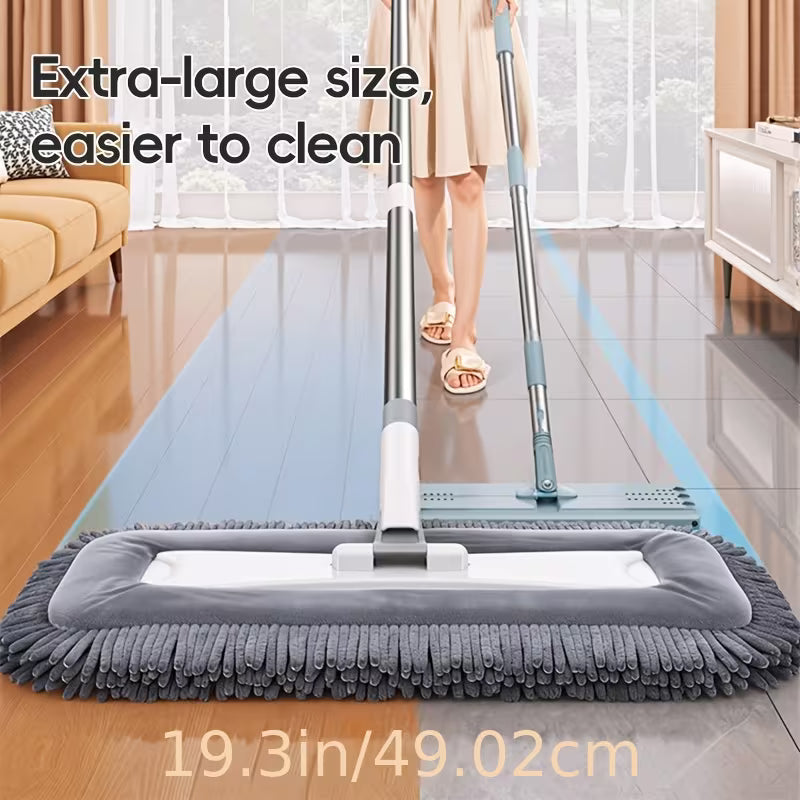 Microfiber Flat Dust Mop Set with 2 Reusable Pads – Washable Wet & Dry Floor Cleaning Mop