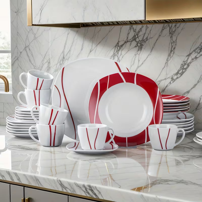 30-Piece Porcelain Dinnerware Set – Service for 6