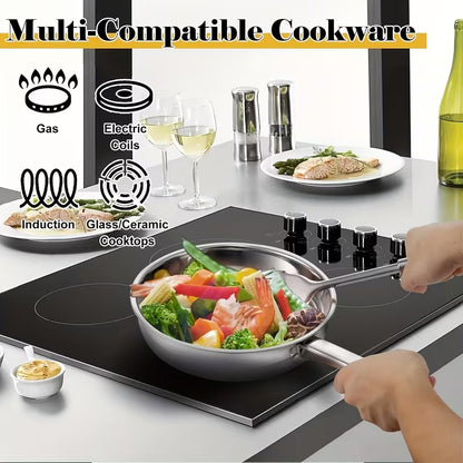 12-Piece Stainless Steel Cookware Set with Lids & Utensils – Induction Compatible Kitchen Pots and Pans