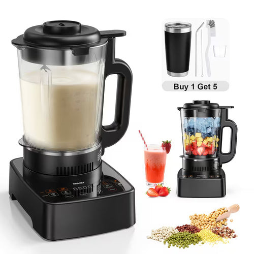 10-in-1 55 oz Heating Blender & Soy Milk Maker – Multifunctional Glass Blender for Hot & Cold Drinks