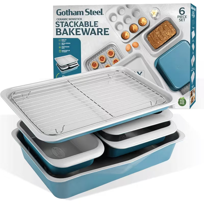 6-Piece Stackable Nonstick Baking Pans Set Bake More. Store Smarter. Save Space.