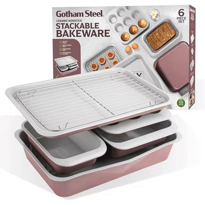 6-Piece Stackable Nonstick Baking Pans Set Bake More. Store Smarter. Save Space.