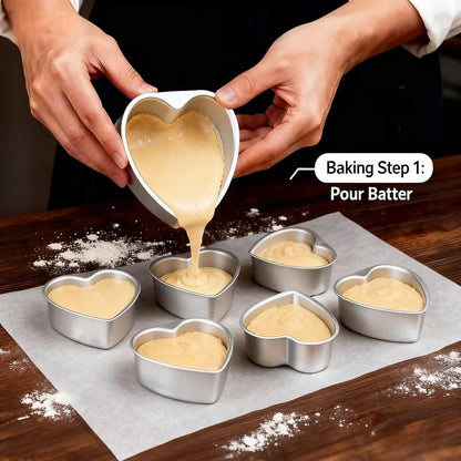 10-Piece 3-Inch Heart-Shaped Aluminum Cake Pan Set