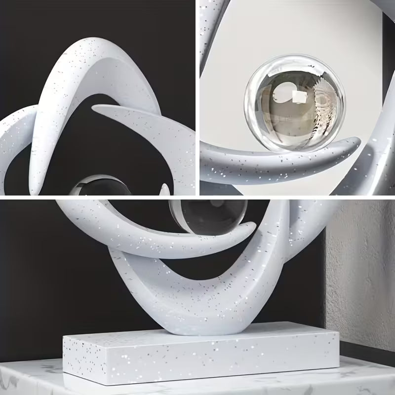 Abstract Resin Sculpture with Crystal Ball