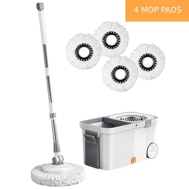 360° Spin Mop and Bucket Set with 4 Microfiber Mop Heads