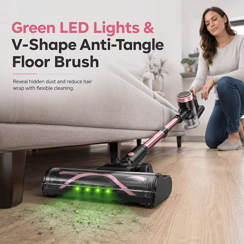 45KPa Cordless Vacuum Cleaner – 8-in-1 Self-Standing Stick Vacuum with Anti-Tangle Brush
