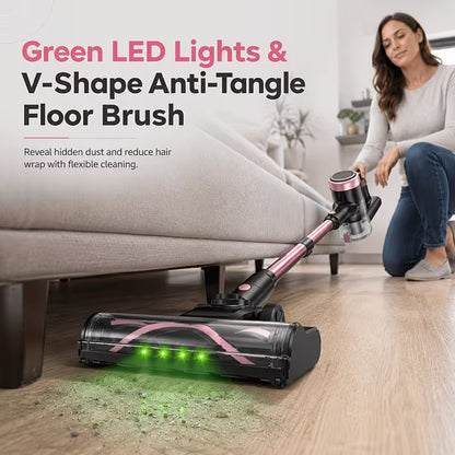 45KPa Cordless Vacuum Cleaner – 8-in-1 Self-Standing Stick Vacuum with Anti-Tangle Brush