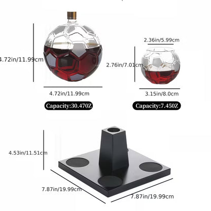 Black Football Whiskey Decanter Set with 4 Glasses
