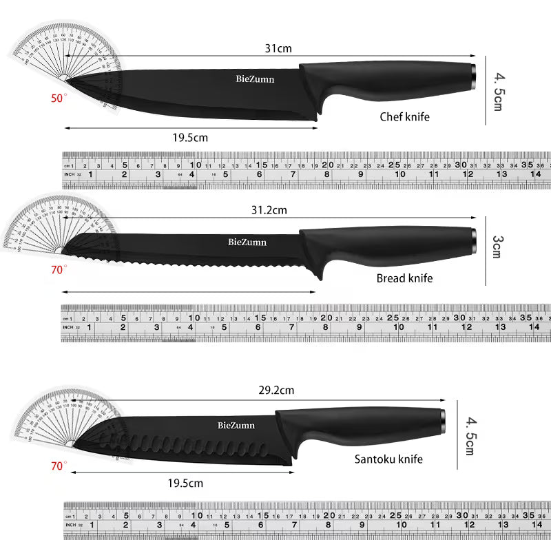 15-Piece Stainless Steel Kitchen Knife Set with Knife Block & Built-In Sharpener