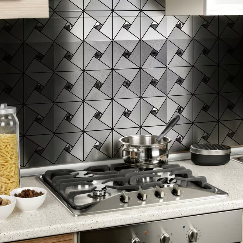 Silver Windmill Peel and Stick Backsplash Tiles