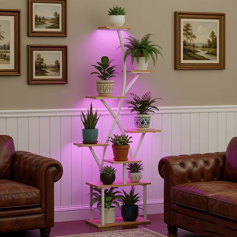 64-Inch 8-Tier Indoor Plant Stand with Grow Lights