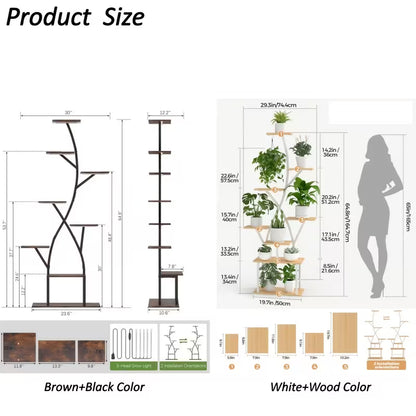 64-Inch 8-Tier Indoor Plant Stand with Grow Lights