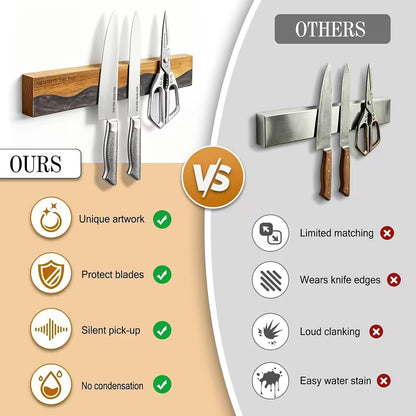 16-Inch Magnetic Knife Holder – Wood & Black ResinKeep Your Kitchen Clean, Organized &amp; Clutter-Free