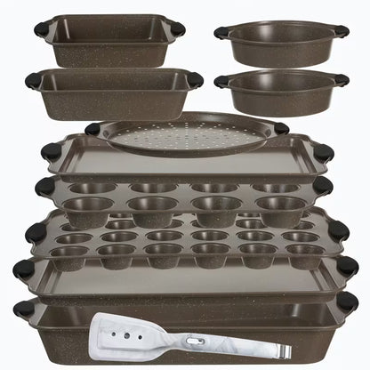 11-Piece Marble Nonstick Carbon Steel Bakeware Set