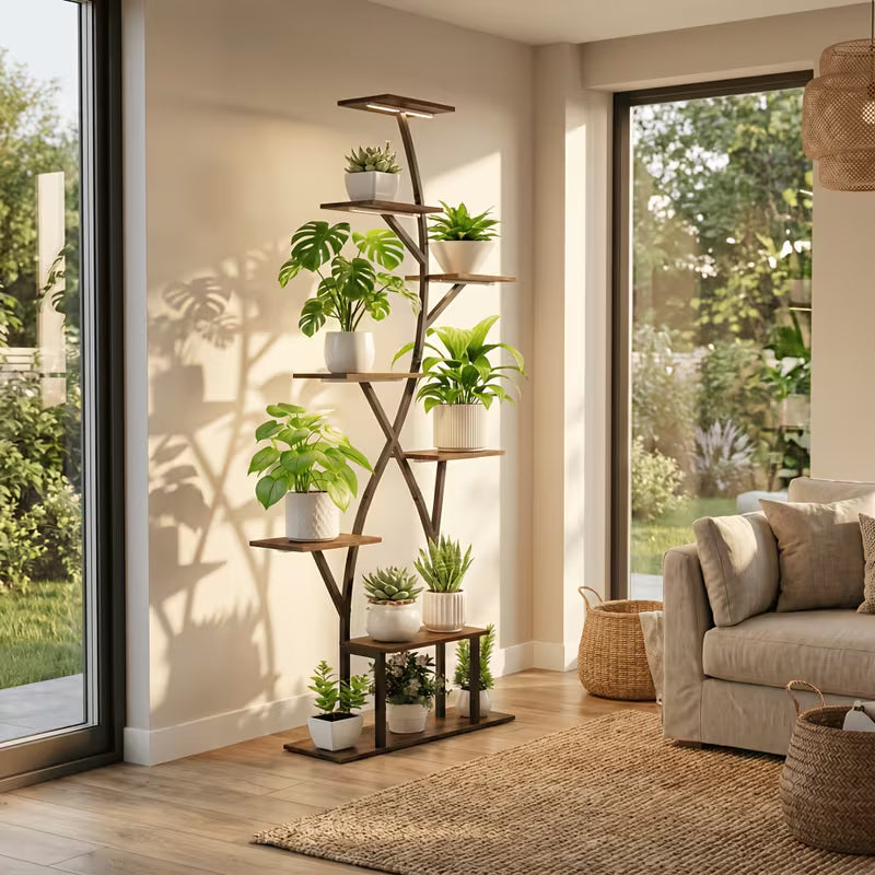 64-Inch 8-Tier Indoor Plant Stand with Grow Lights