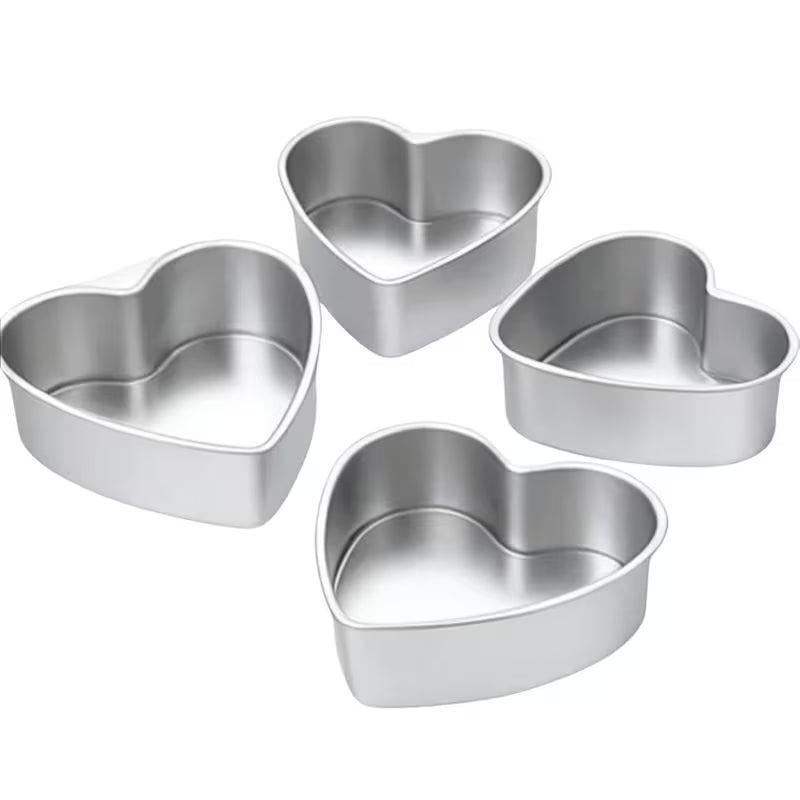 10-Piece 3-Inch Heart-Shaped Aluminum Cake Pan Set