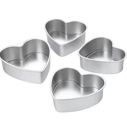 10-Piece 3-Inch Heart-Shaped Aluminum Cake Pan Set