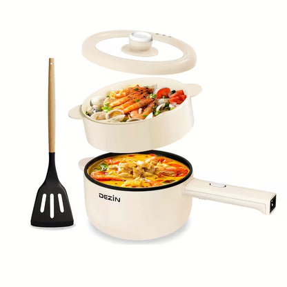 2L Non-Stick Electric Cooking Pot, Mini Multifunctional Cooker with Adjustable Power for Ramen, Eggs, Steak, Fried Rice, Oatmeal & Soup