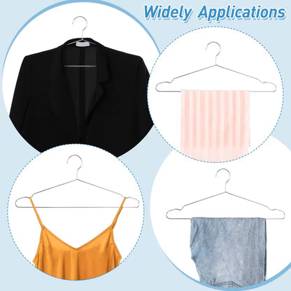 100 Pcs Stainless Steel Metal Hangers – Ultra-Thin Space-Saving Wire Clothes Hangers