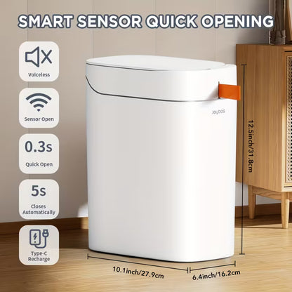 3.5-Gallon Automatic Motion Sensor Trash Can, Type-C Rechargeable Touchless Waste Bin with Auto Bag Sealing, for Bathroom, Bedroom, Kitchen & Office