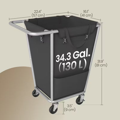 130L Rolling Laundry Hamper with Removable Bag